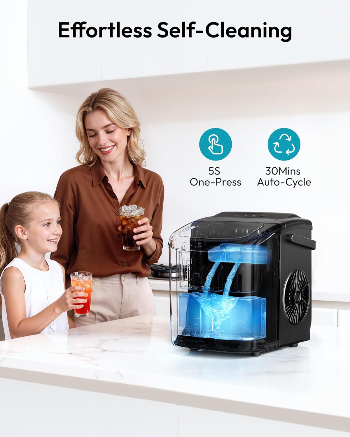 Summer Hot Seller💥Buy 1 Get 1 Free🔥Ice Maker—Portable Ice Maker (includes handle, ice scoop, and ice basket); suitable for home, kitchen, office, or dormitory use.