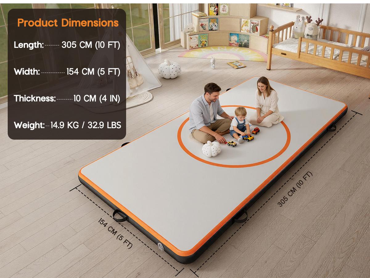 [TiktokShopStockUp] AMERLIFE 13FT /10FT /5FT Inflatable Wrestling Mat 4" Thick PVC Orange/Gray Waterproof Jiu Jitsu Mats for Jiu Jitsu, BJJ, MMA, Grappling & Water Yoga, Indoor/Outdoor, Includes Dust Bag & Repair Kit