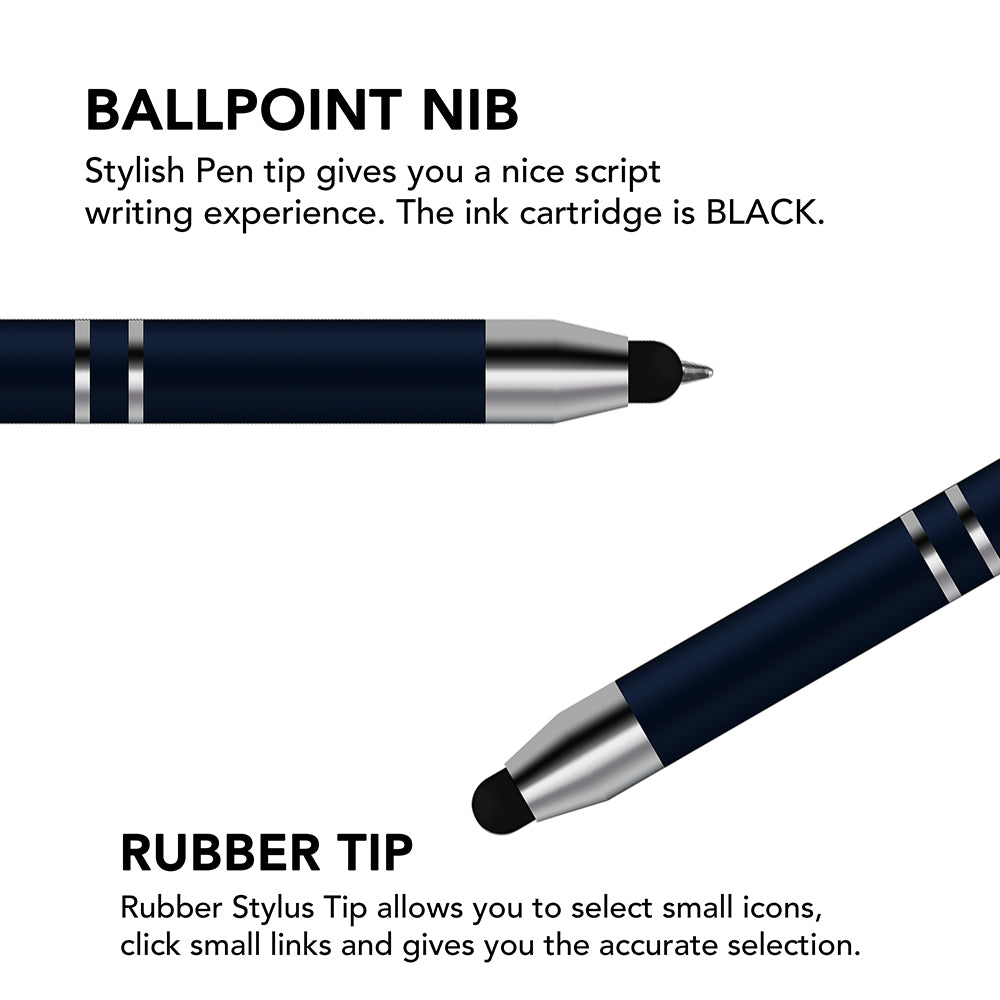 Pack of 4 Comfortable Stylus Touch Screen Pen with Ballpoint Nib Rubber Tip