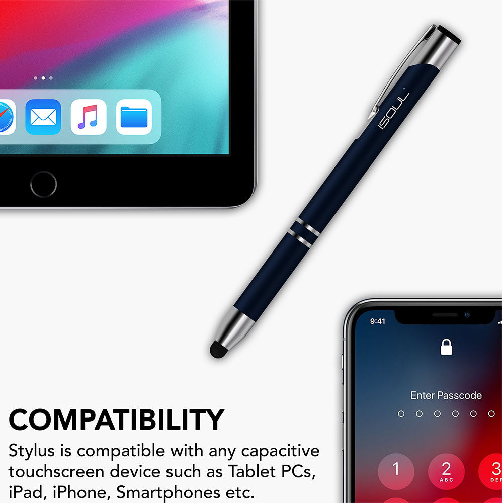 Pack of 4 Comfortable Stylus Touch Screen Pen with Ballpoint Nib Rubber Tip