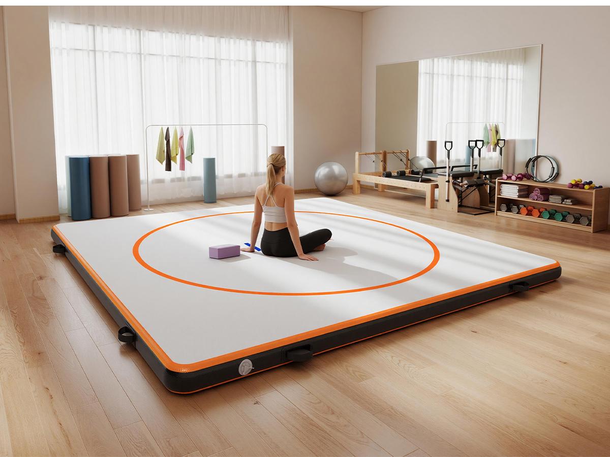 [TiktokShopStockUp] AMERLIFE 13FT /10FT /5FT Inflatable Wrestling Mat 4" Thick PVC Orange/Gray Waterproof Jiu Jitsu Mats for Jiu Jitsu, BJJ, MMA, Grappling & Water Yoga, Indoor/Outdoor, Includes Dust Bag & Repair Kit