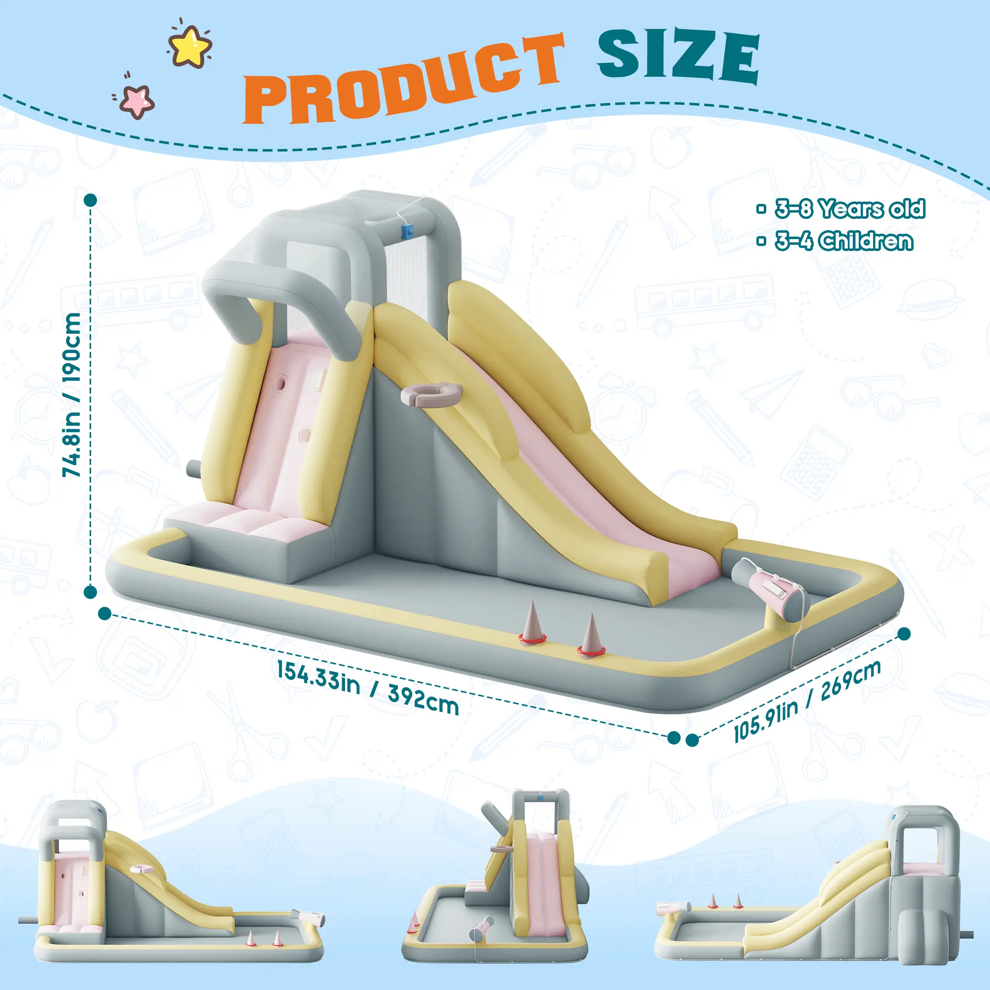 Triple Splash Kids Inflatable Mega Water Park
