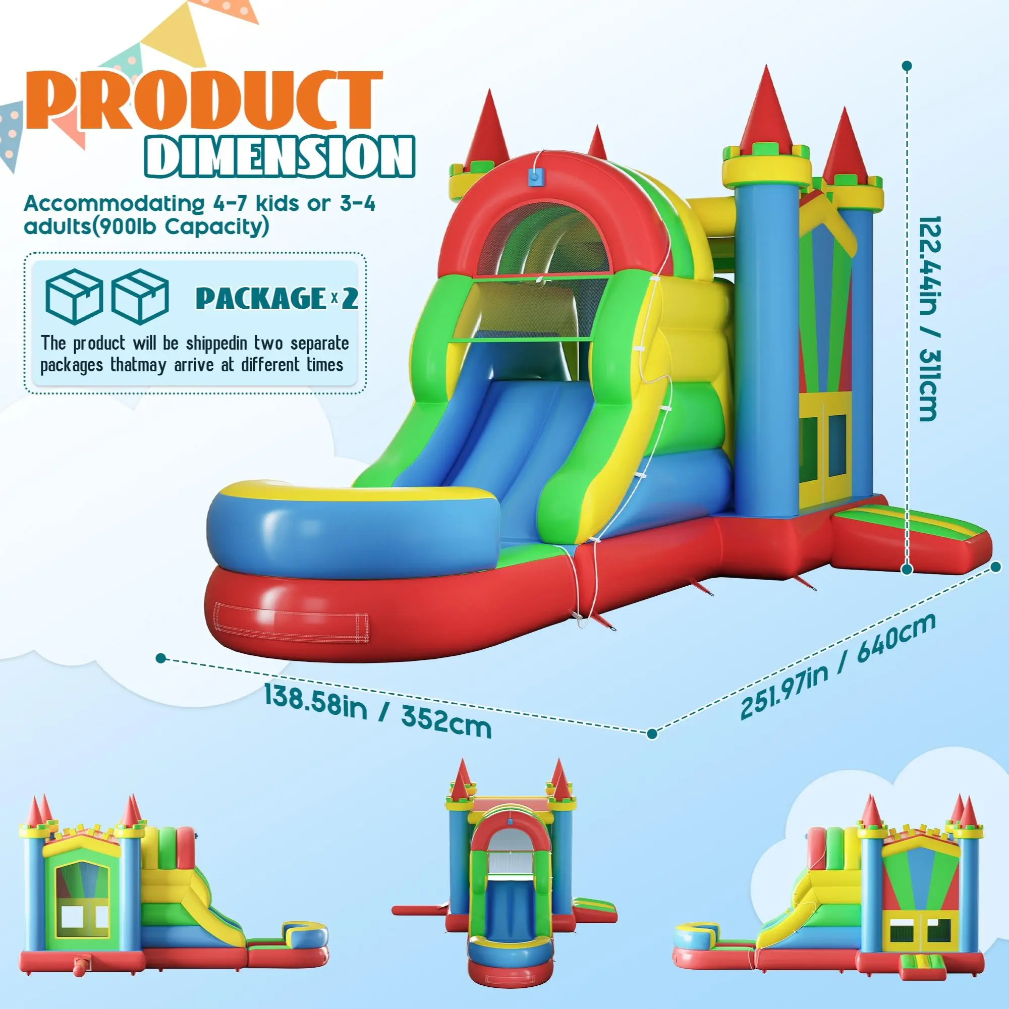 Triple Splash Kids Inflatable Mega Water Park