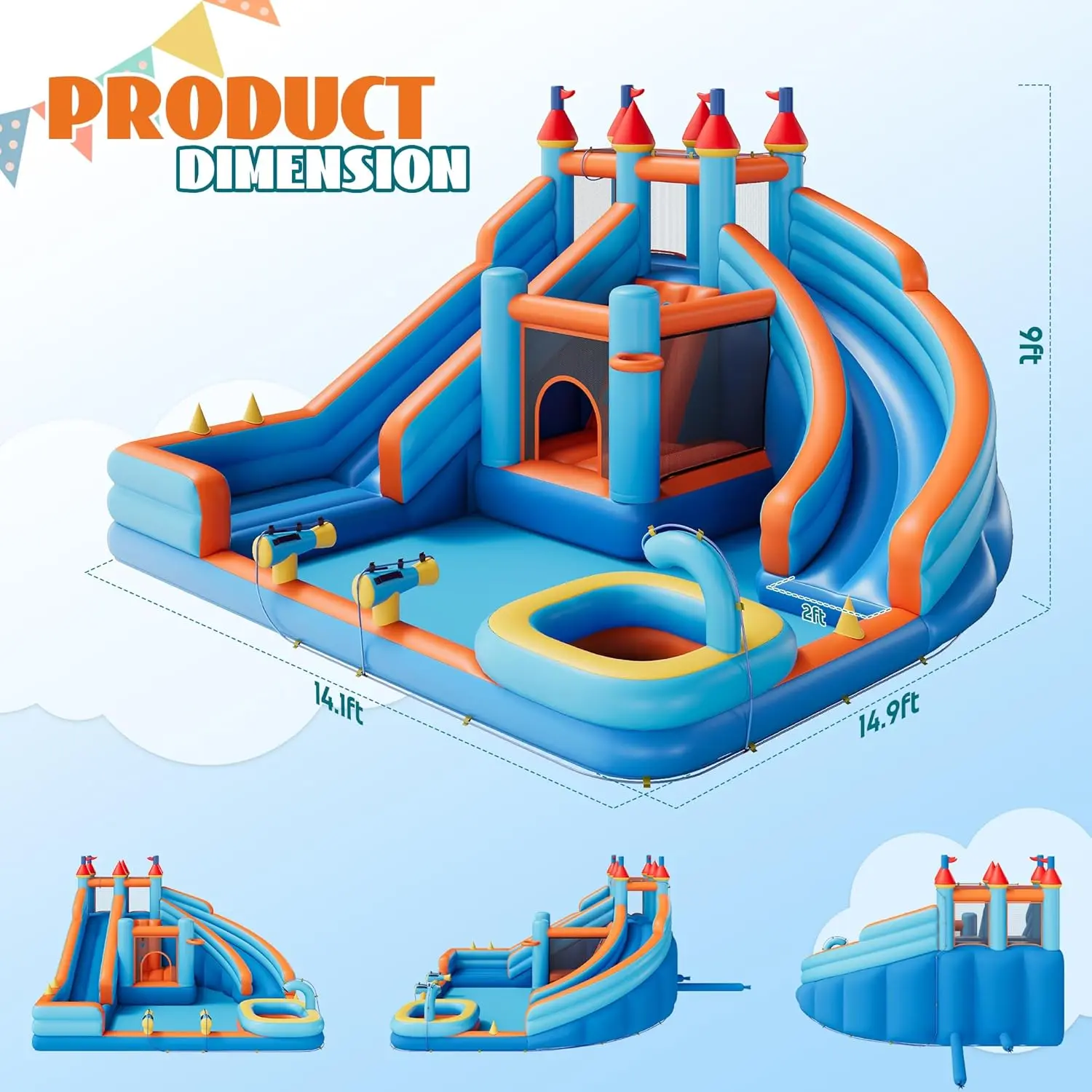 Triple Splash Kids Inflatable Mega Water Park