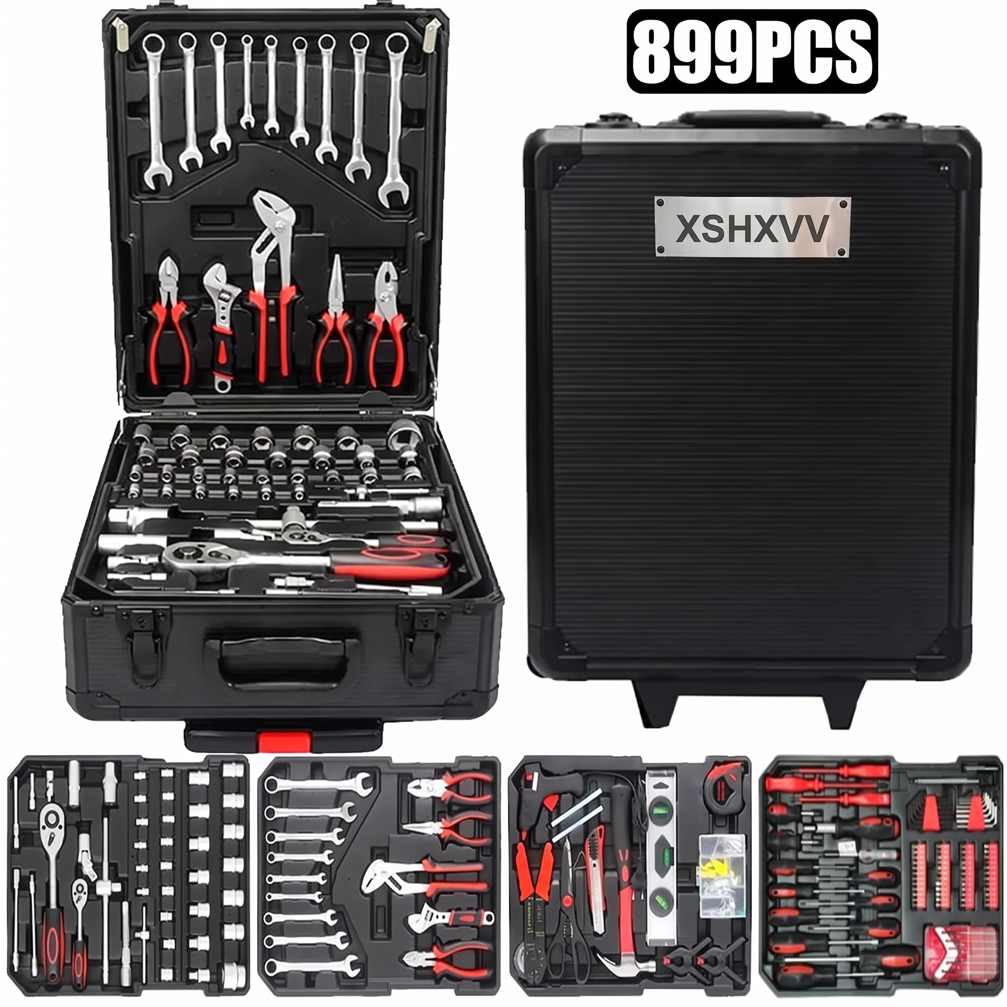 💥💥899-Piece Master Mechanic Tool Set with Mobile Rolling Storage Cabinet