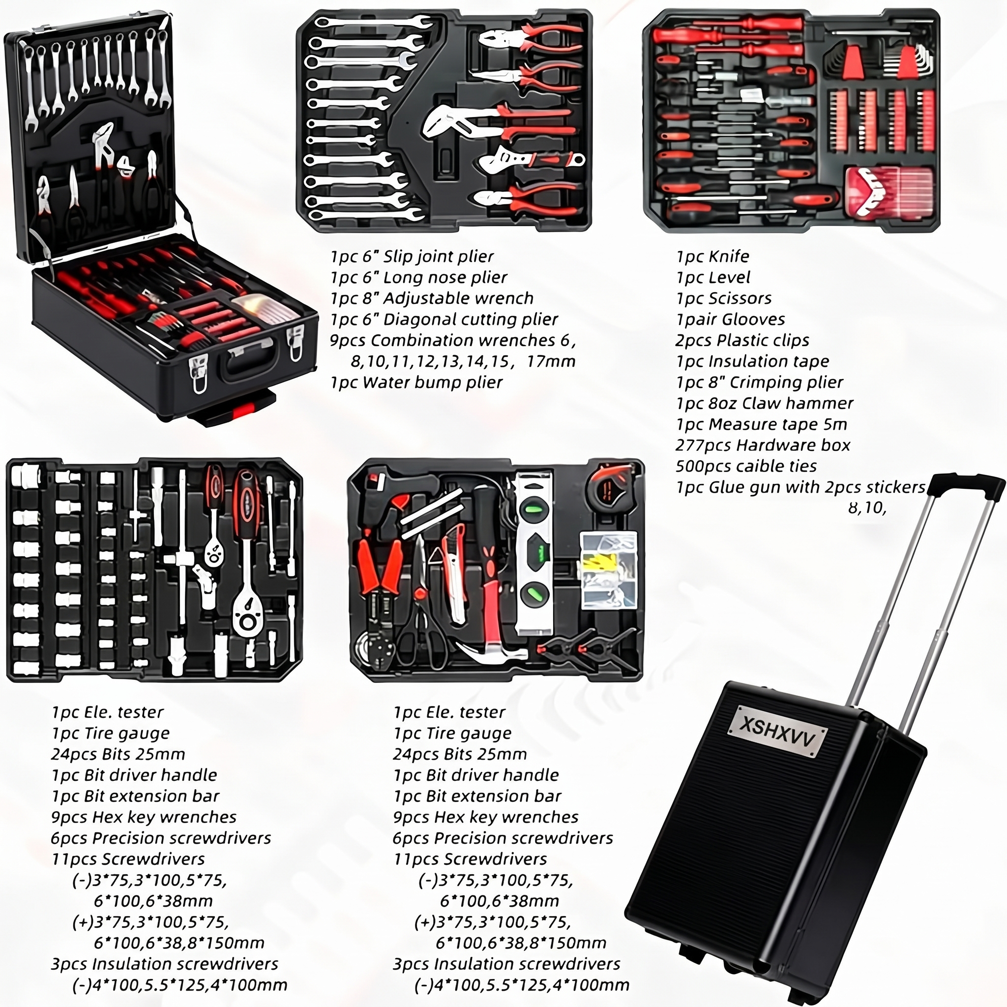 💥💥899-Piece Master Mechanic Tool Set with Mobile Rolling Storage Cabinet