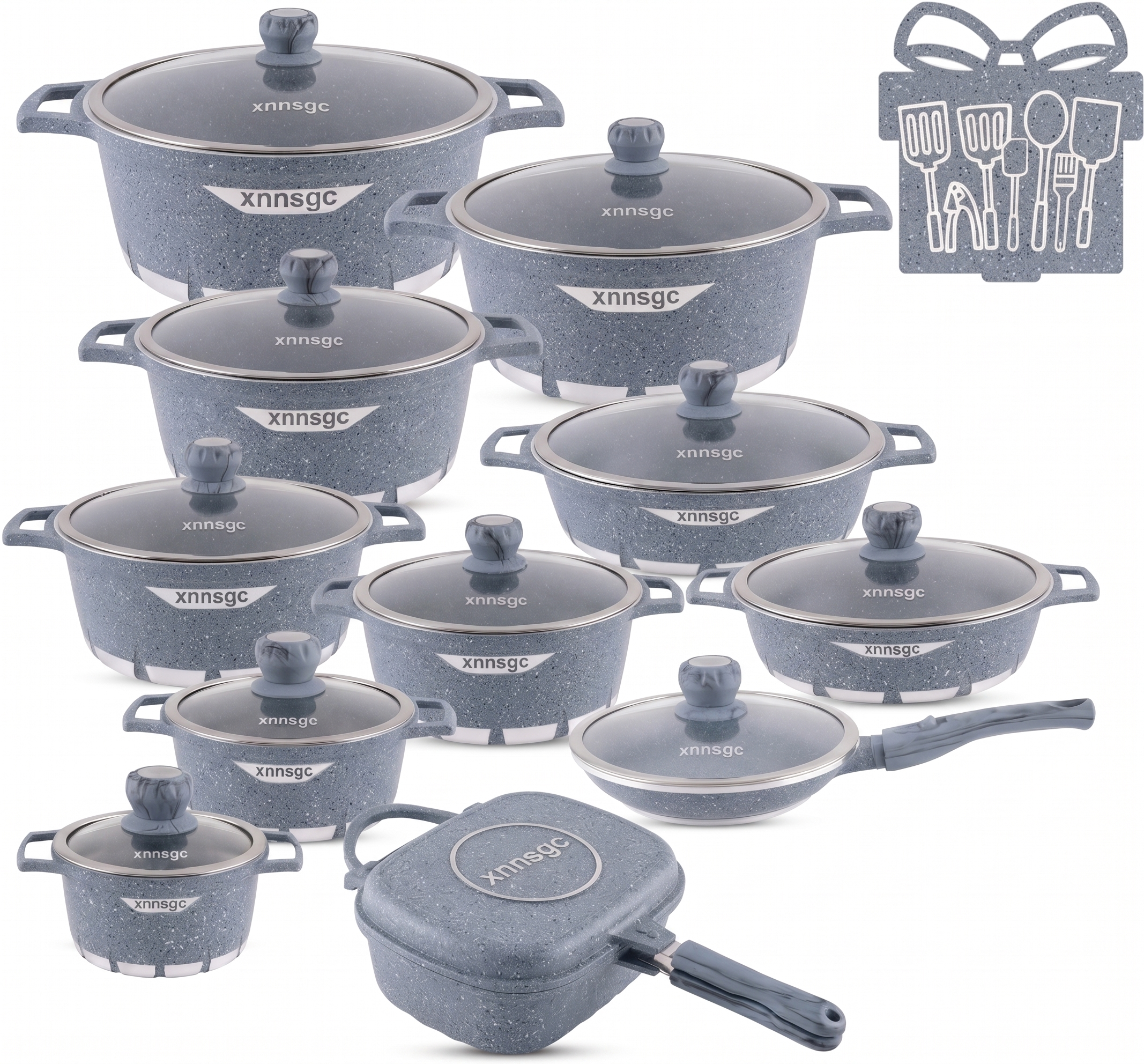 🎉Anniversary Sale - Premium Cookware Set Pieces Non Stick Multi Layer Granite Coating