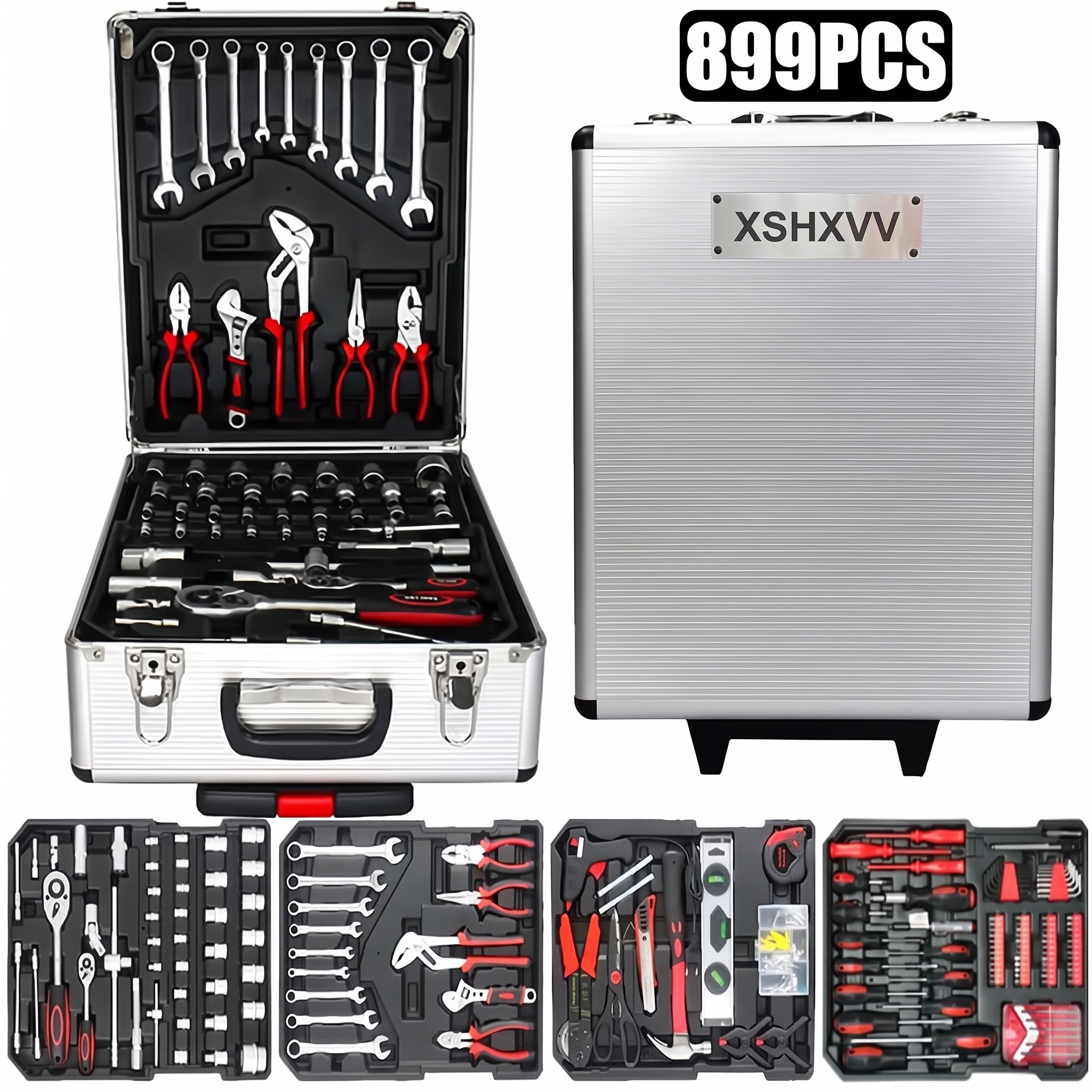 💥💥899-Piece Master Mechanic Tool Set with Mobile Rolling Storage Cabinet