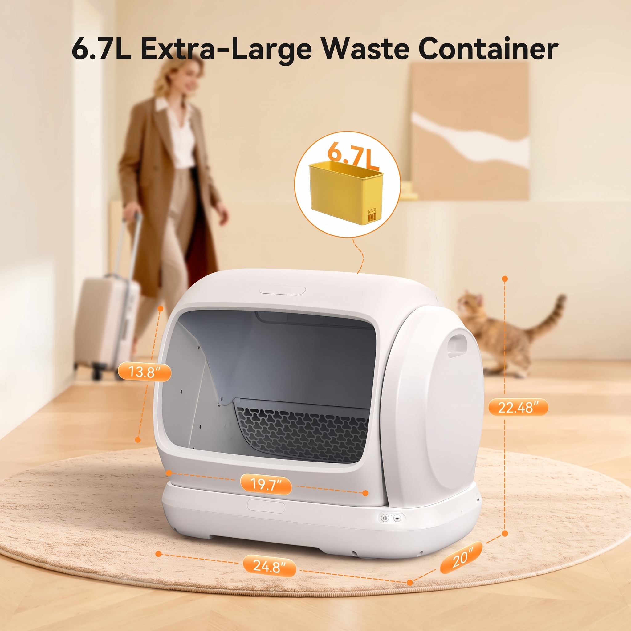 Self-Cleaning Cat Litter Box, 106L Large Capacity for Multiple Cats