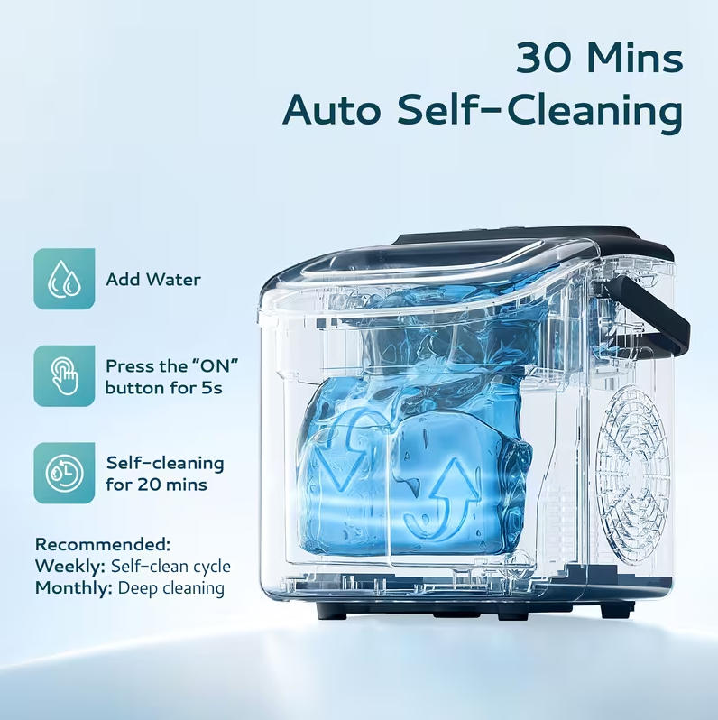 Summer Hot Seller💥Buy 1 Get 1 Free🔥Ice Maker—Portable Ice Maker (includes handle, ice scoop, and ice basket); suitable for home, kitchen, office, or dormitory use.