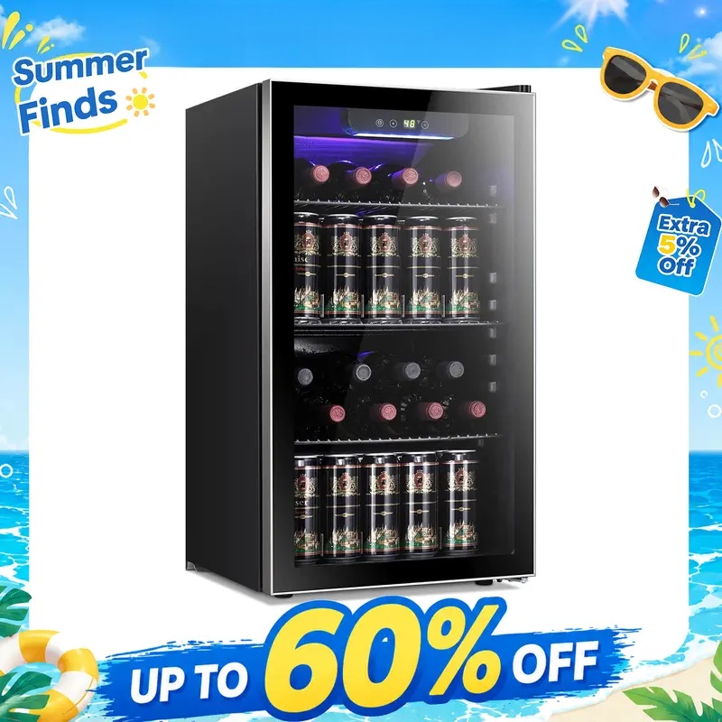 Summer Hot Seller💥Beverage Refrigerator Cooler 3.2Cu.ft Suitable for homes, offices, or bars.