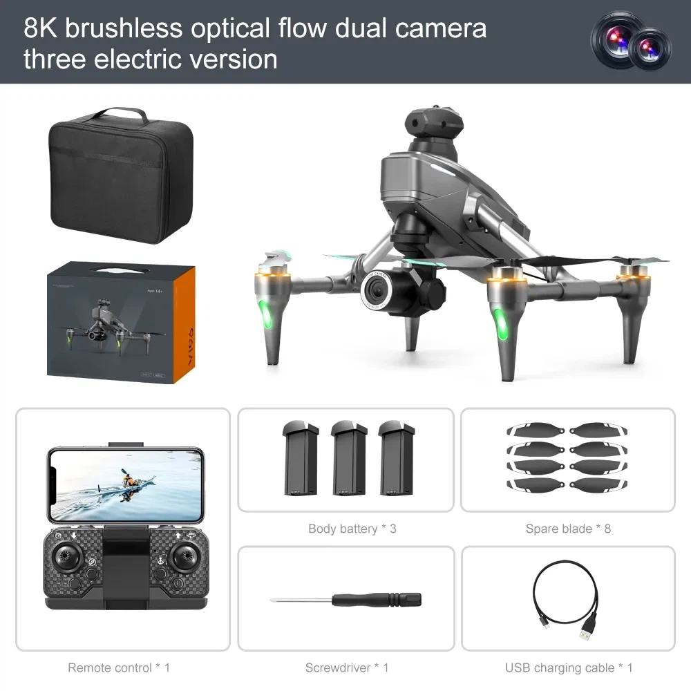 🔥 2026 Mid-Year Mega Sale —  Drone with 8K camera for adults, v196 rc quadcopter with auto return, follow me, brushless motor, circular flight, waypoint, altitude hold, headless mode, 28 minutes long flight time!!