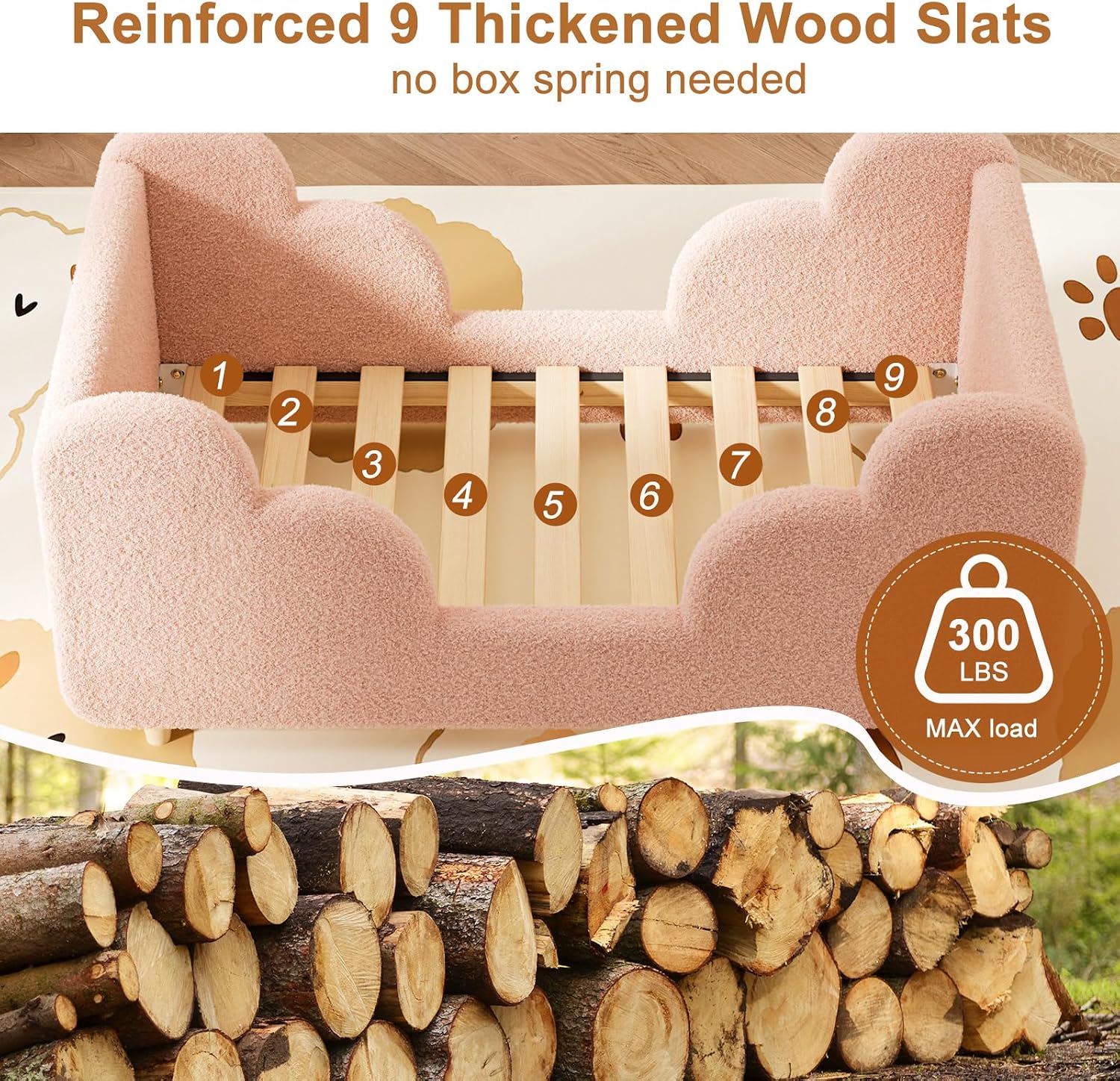 Reinforced Wooden Slats Toddler Bed
