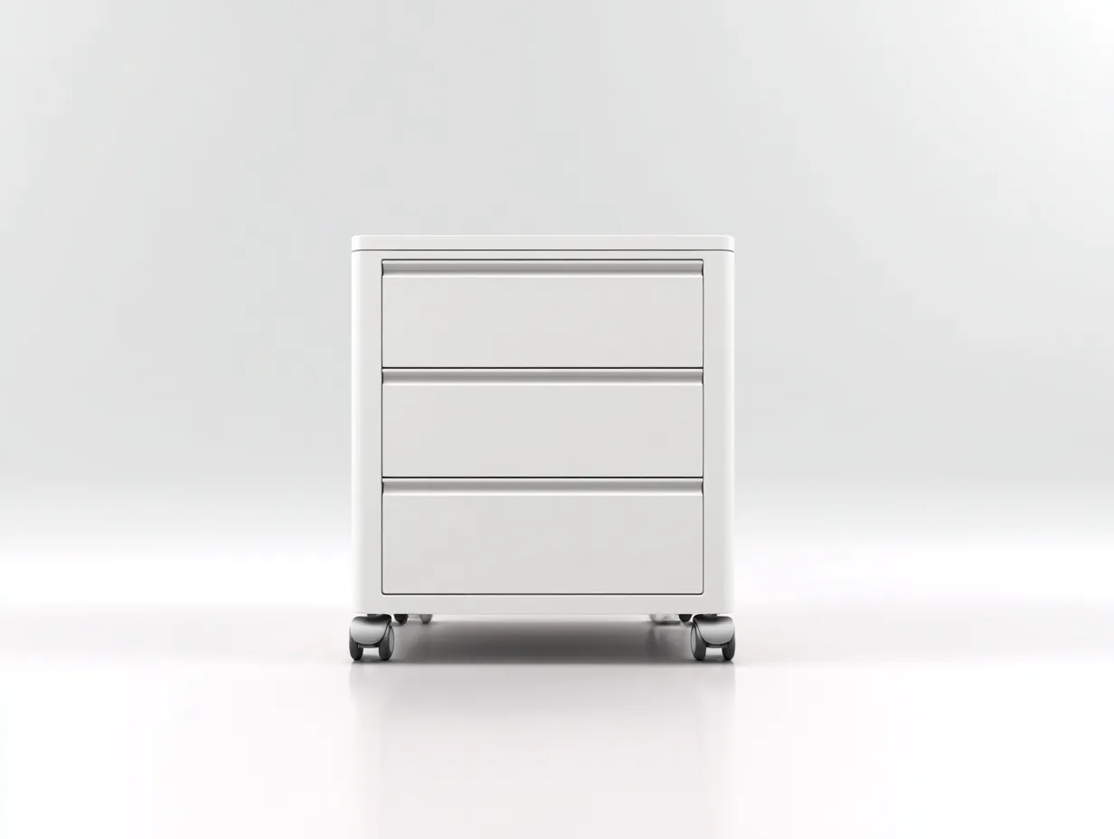 Archivador metálico de oficina con ruedas 40 x 52 x 65 cm - blanco puro - 3 cajones - diseño minimalista para oficina en casa