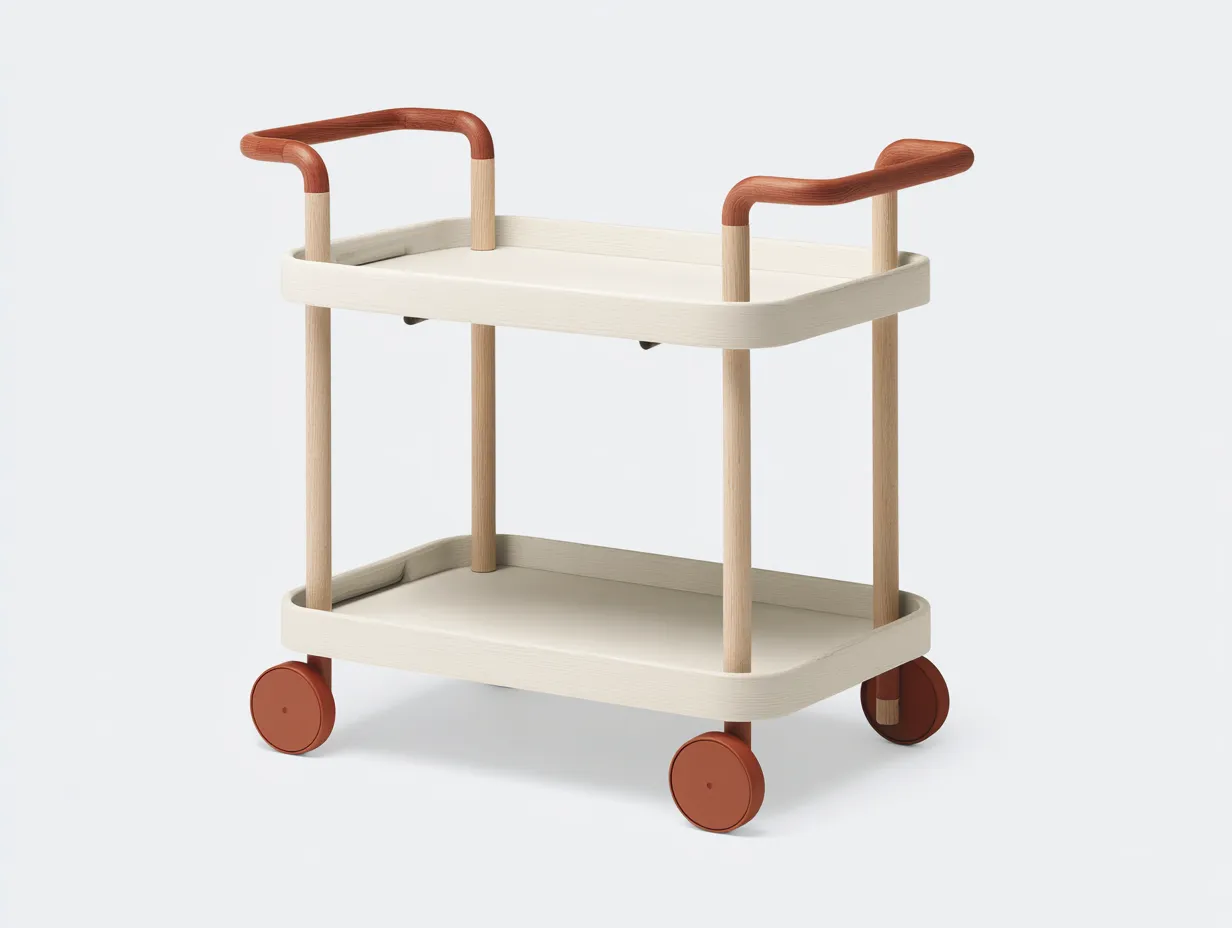 Carrito de cocina madera 70 x 42 x 88 cm - blanco roto y roble claro - con ruedas - diseño nórdico de 2 niveles
