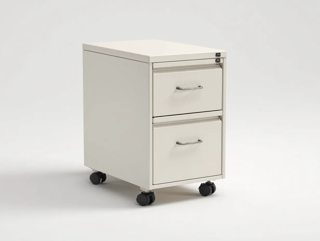 Archivador metálico de oficina con ruedas 41 x 50 x 67 cm - blanco marfil - 2 cajones - diseño compacto para oficina y estudio