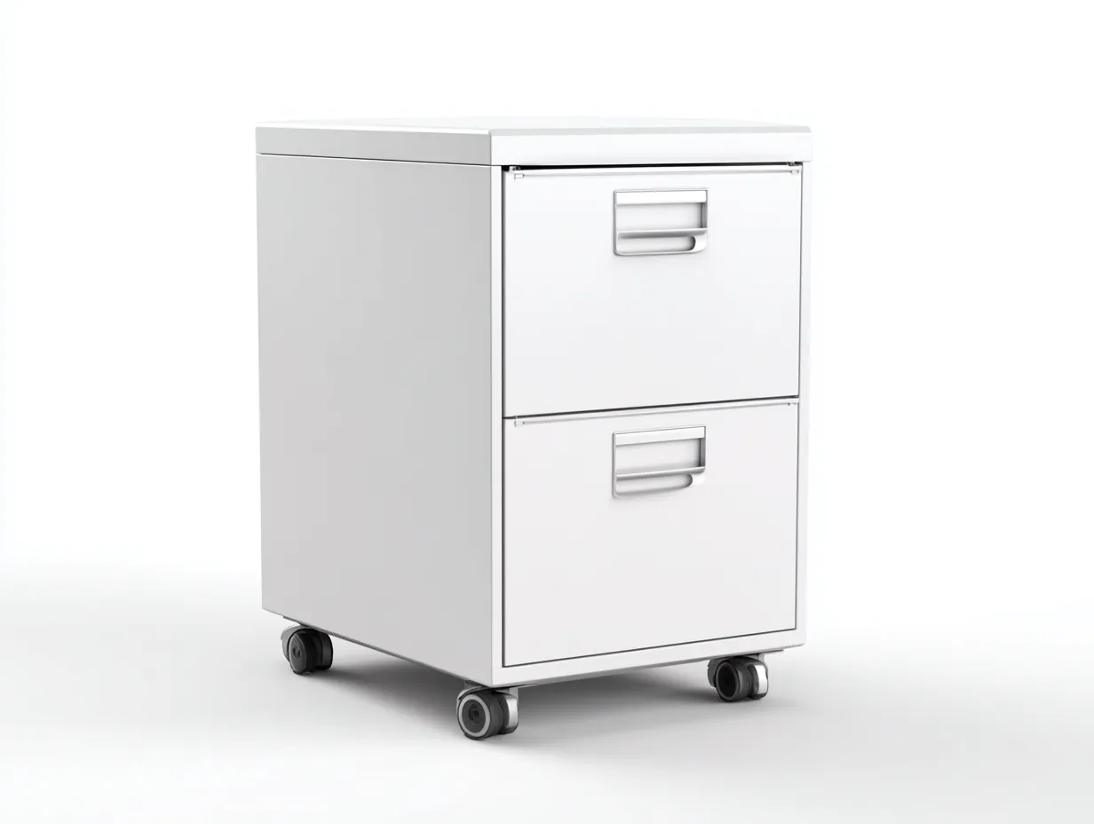 Archivador metálico de oficina con ruedas 39 x 52 x 64 cm - blanco mate - 2 cajones - diseño funcional para despacho y hogar