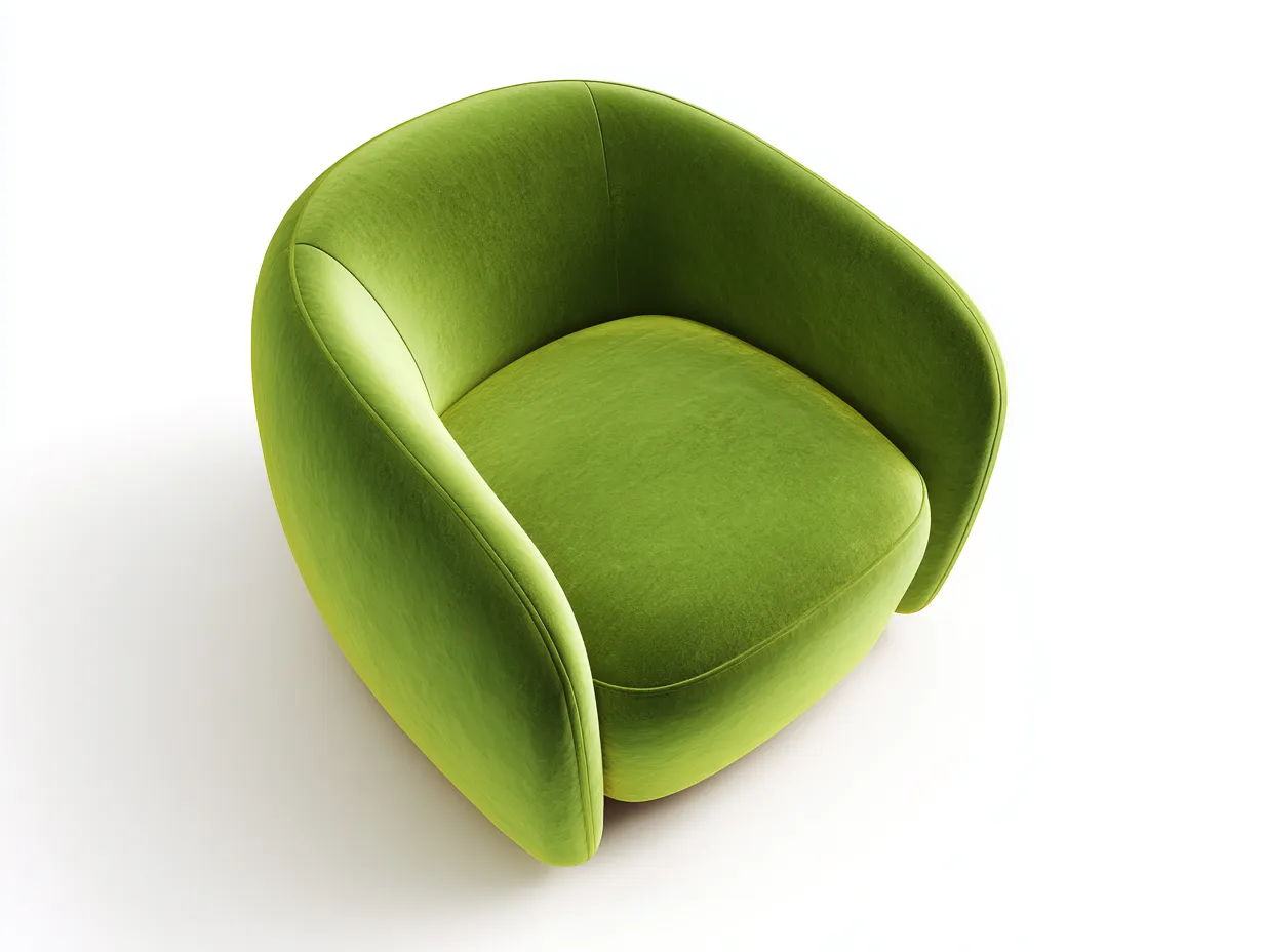 Sillón tapizado en verde lima con diseño curvo envolvente y asiento amplio 79 x 77 x 72 cm - para salón - estilo fresco y escultórico