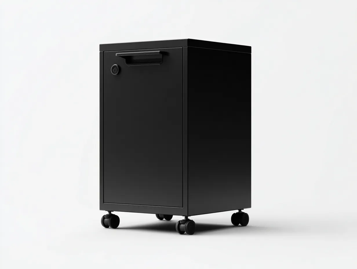 Archivador metálico de oficina con ruedas 40 x 50 x 68 cm - negro mate - 1 puerta - diseño compacto para oficina y estudio