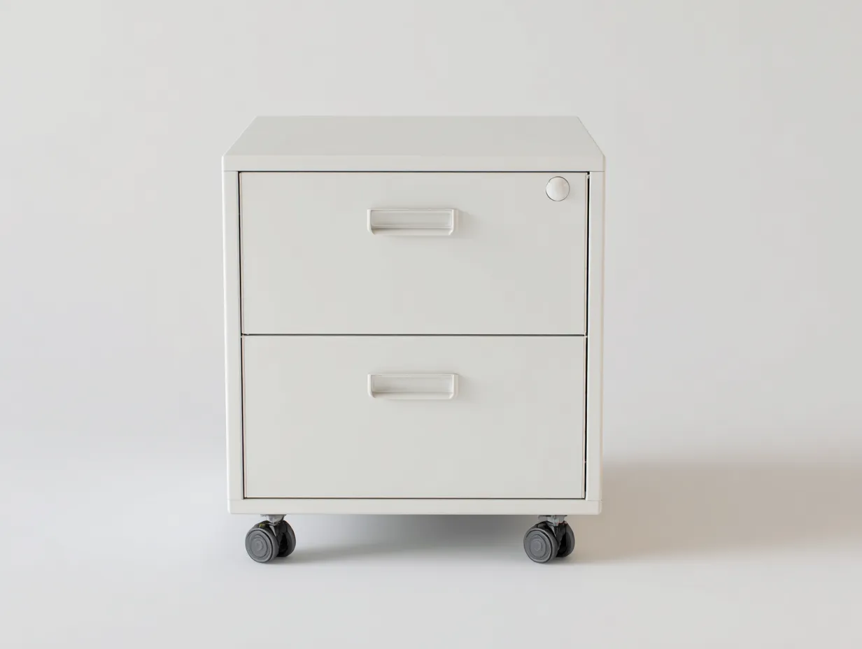 Archivador metálico de oficina con ruedas 40 x 50 x 65 cm - blanco suave - 2 cajones - diseño compacto y limpio para oficina