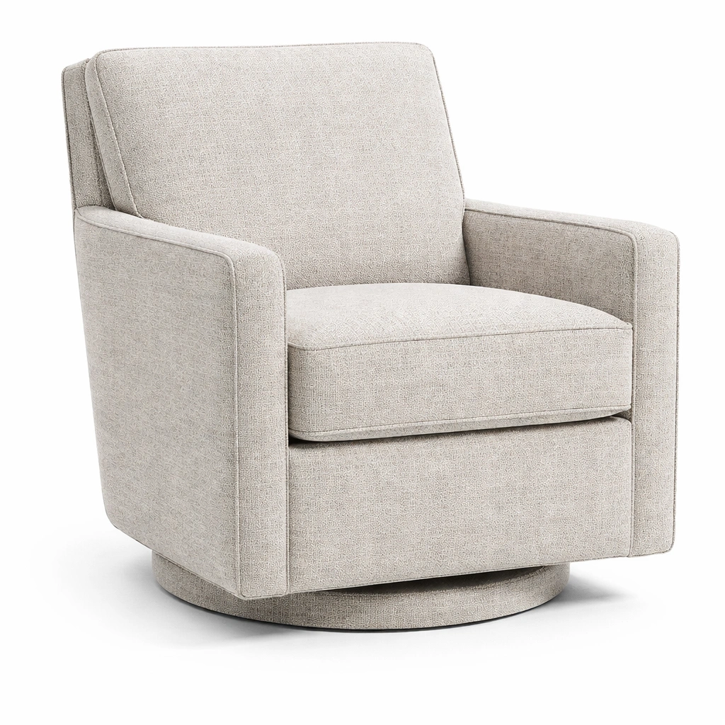 Sillón giratorio de tela beige-LIVTIVA