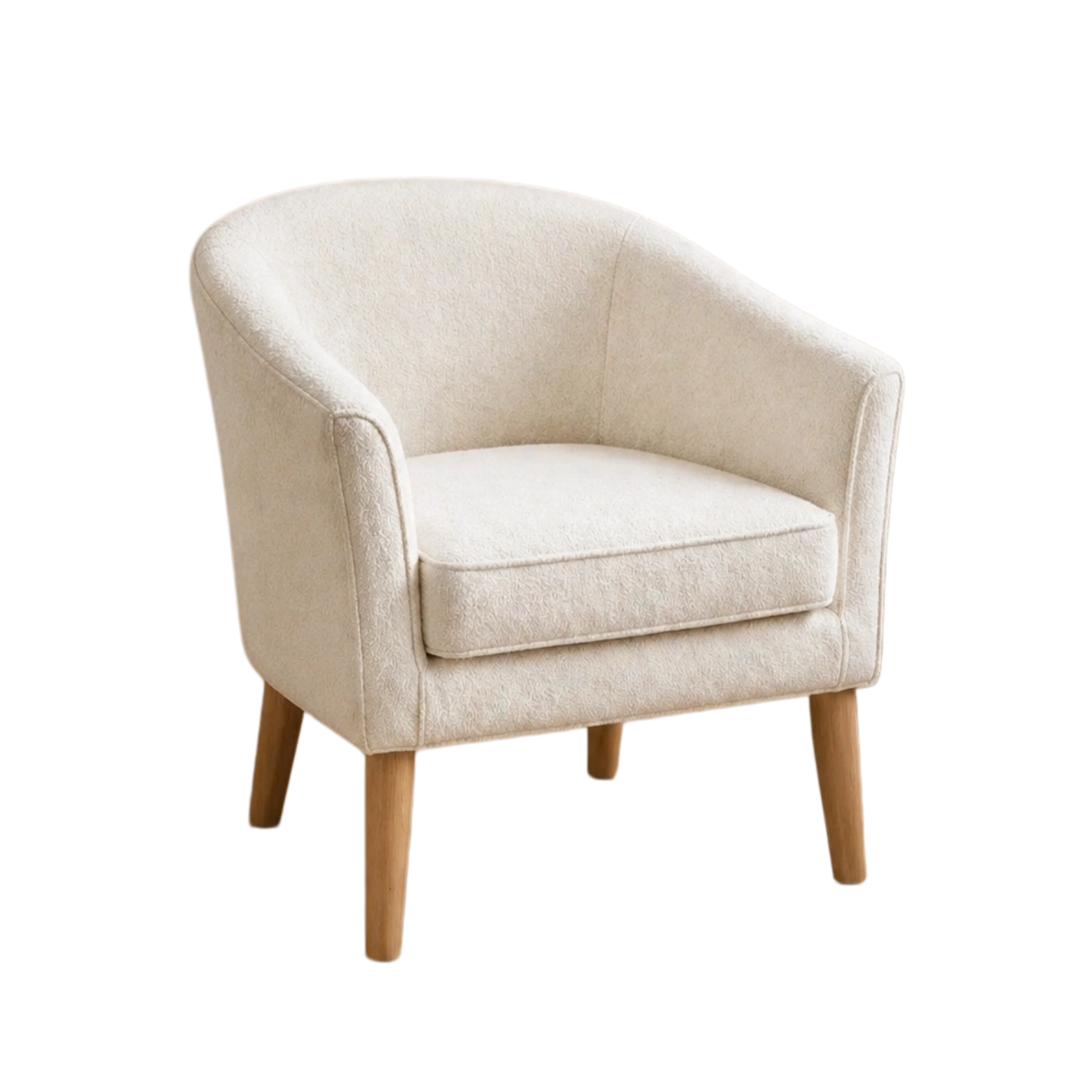 Sillón de tela de poliéster con patas de madera beige 75x70x75 cm-livdira