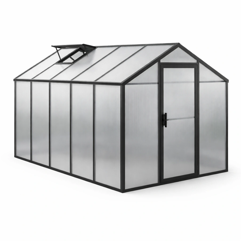 Invernadero de aluminio y policarbonato gris 250x190x195 cm-Decoranovao