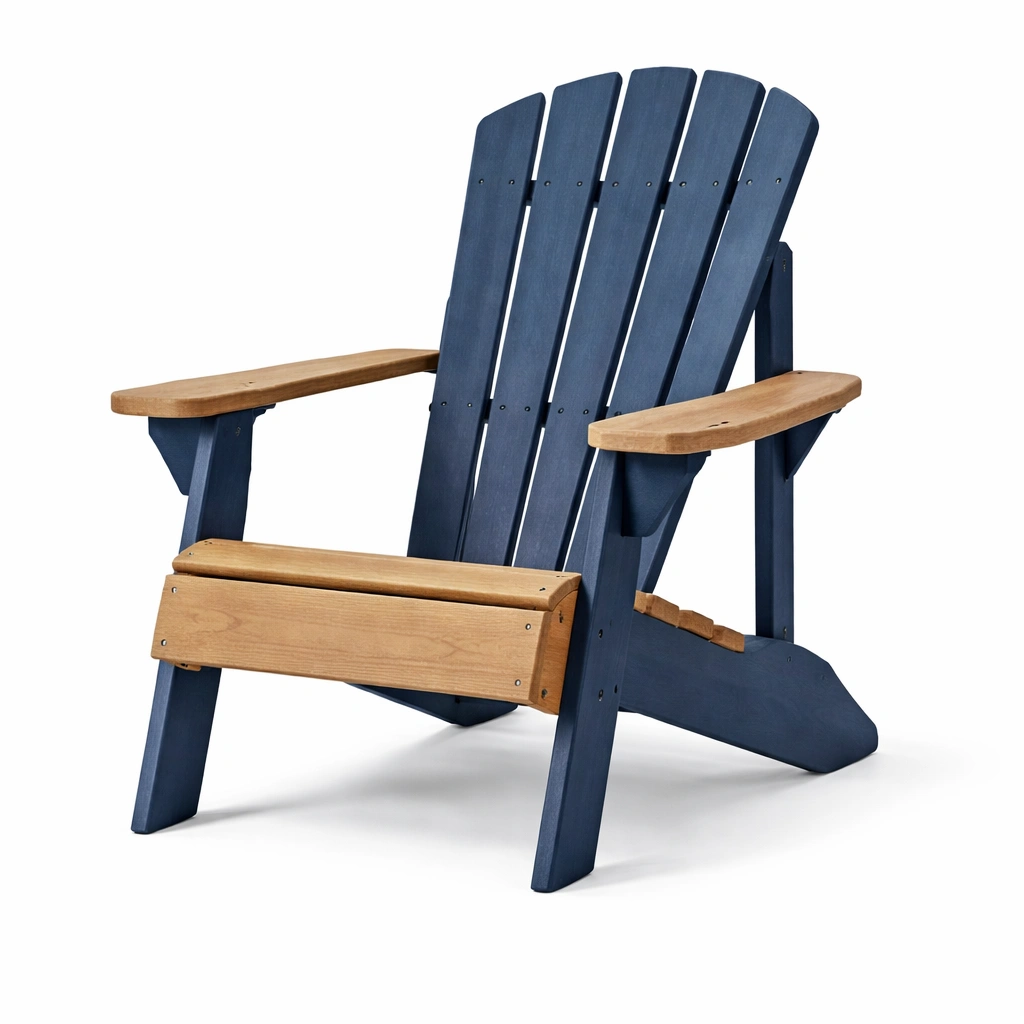 Silla Adirondack de madera azul y natural-Decoranovao