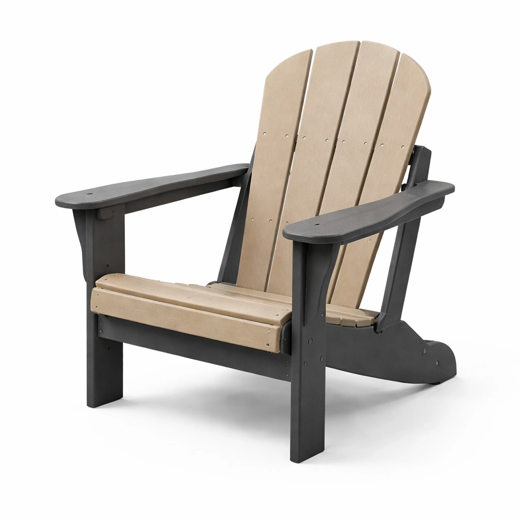Silla Adirondack de madera compuesta gris beige-Decoranovao