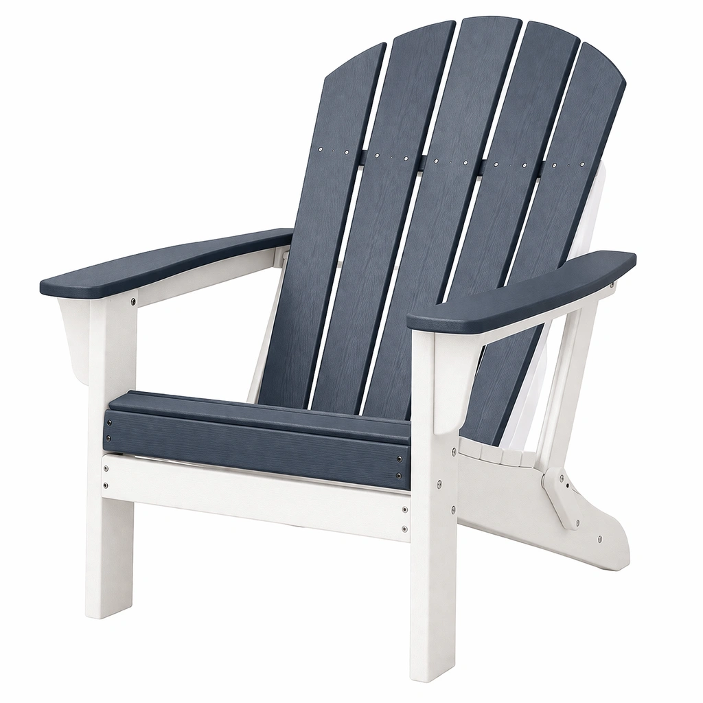 Silla Adirondack de polietileno azul blanco para exterior 90x80x75 cm-Decoranovao