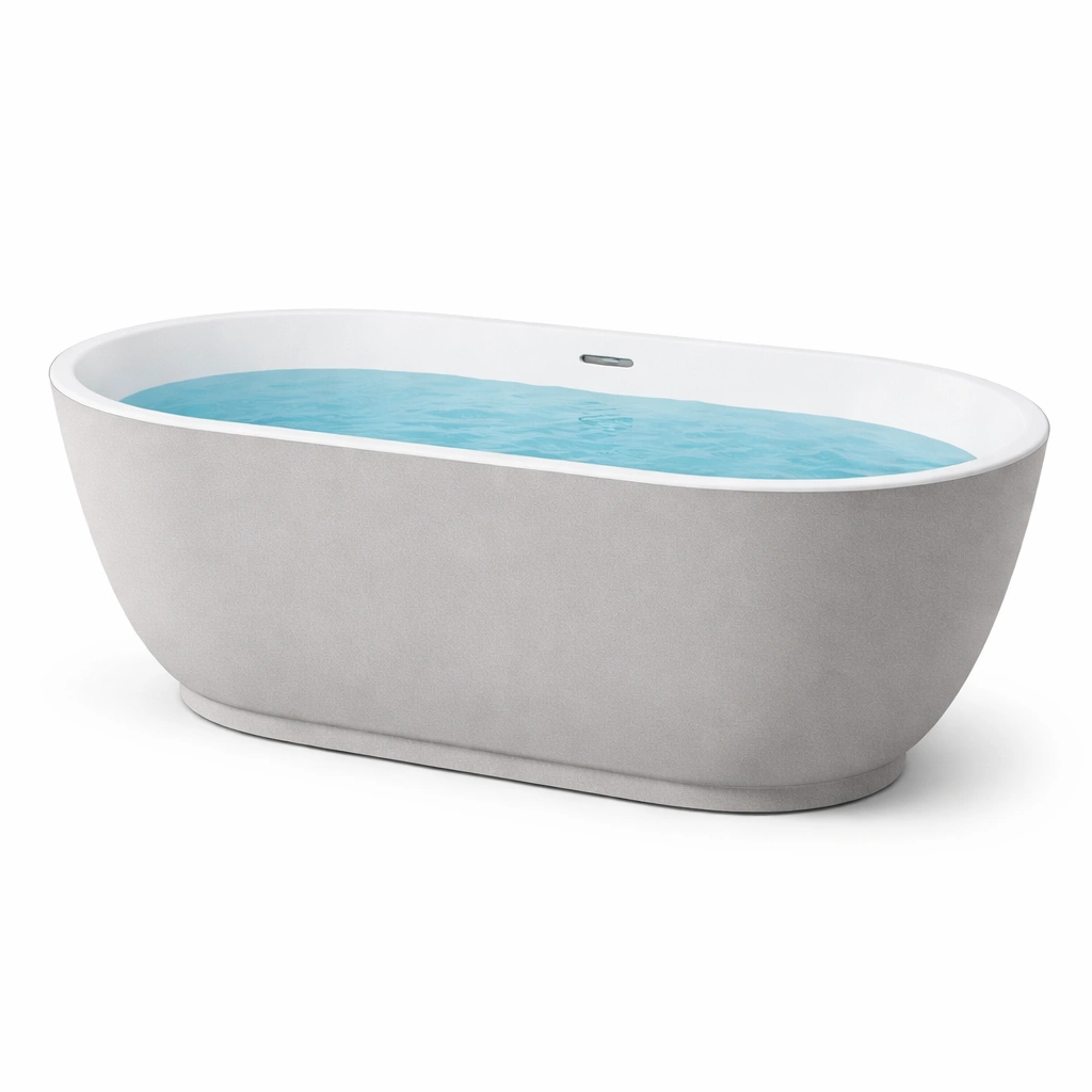 Bañera independiente de acrílico blanco gris 170x80x60 cm-Decoranovao
