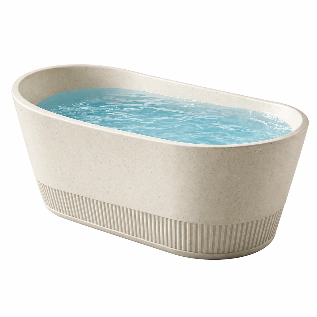 Bañera independiente de mármol compuesto beige-Decoranovao