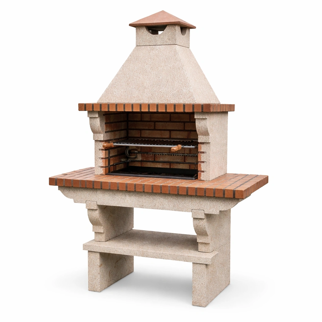 Barbacoa de hormigón con ladrillo refractario-Decoranovao
