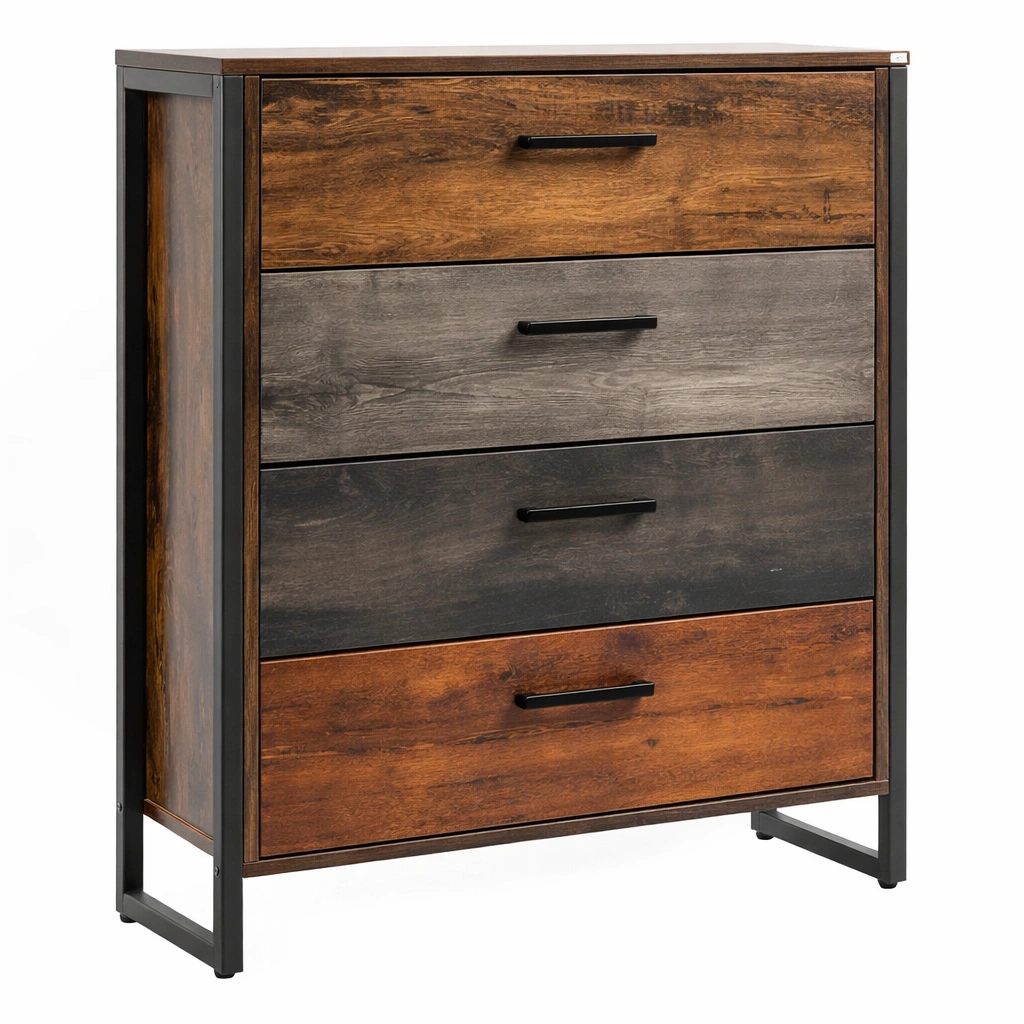 Cajonera de madera y metal con 4 cajones-Decoranovao