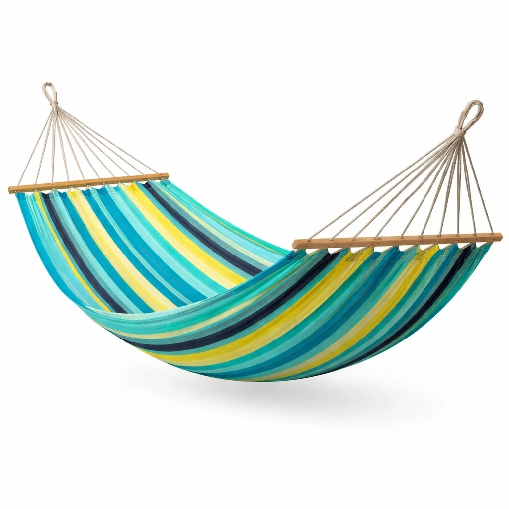 Hamaca de tela a rayas con barra separadora 200x150 cm-LIVZERA