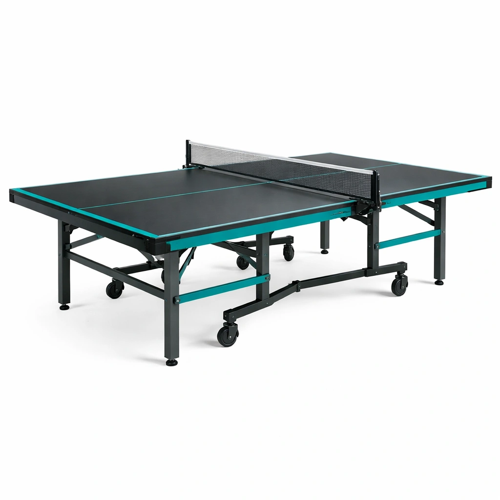 Mesa de ping-pong de MDF y acero negro verde