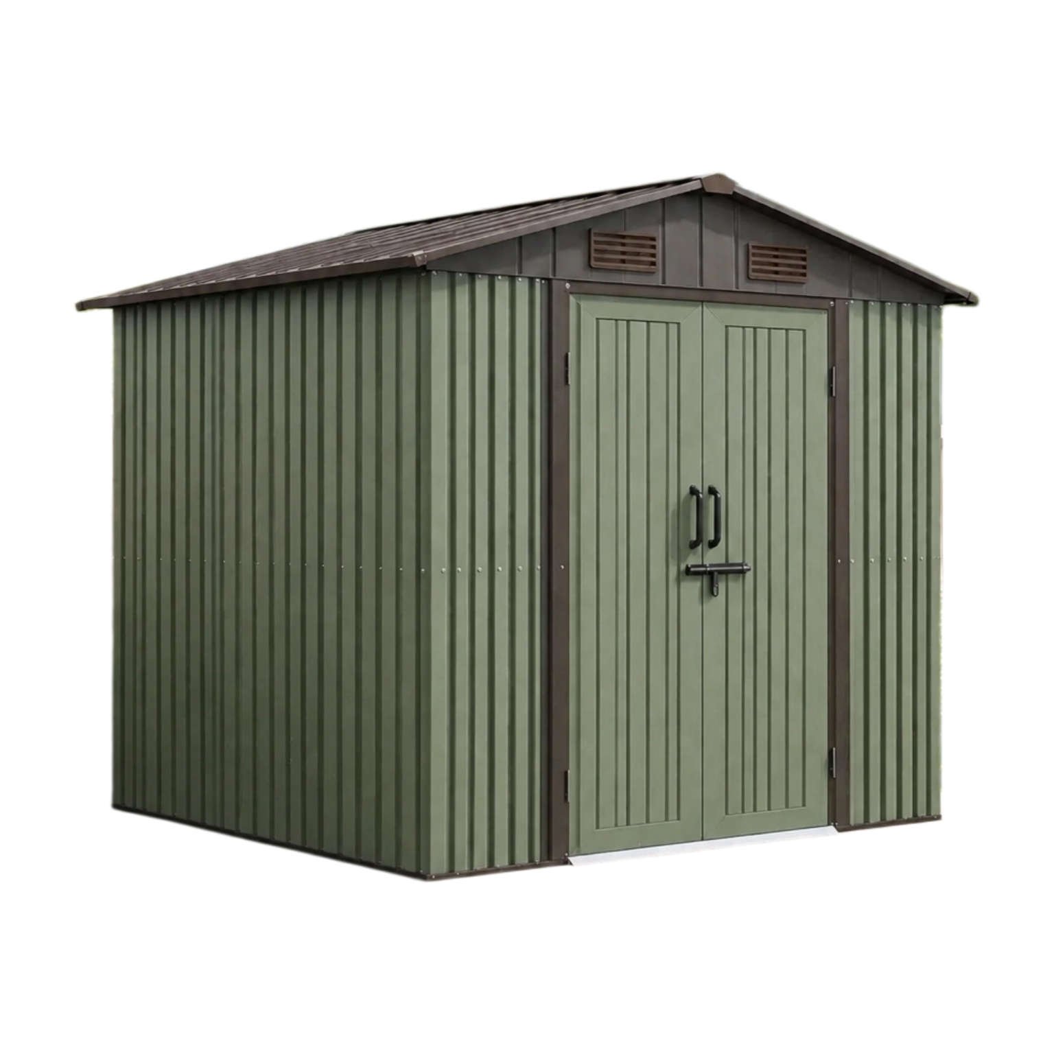 Cobertizo de jardín metálico verde con puerta doble-LIVZERA