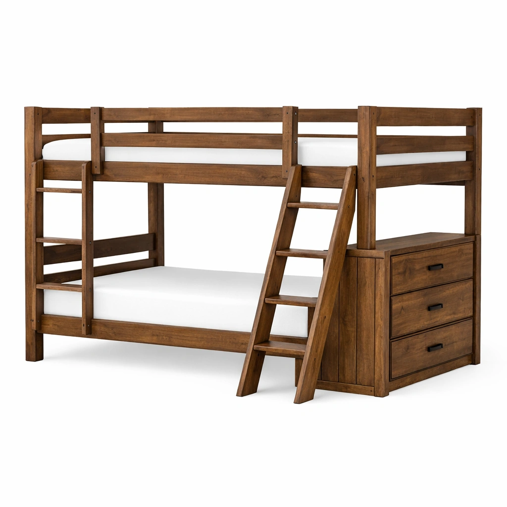 Litera de madera de pino con cajonera-LIVLIVOZ