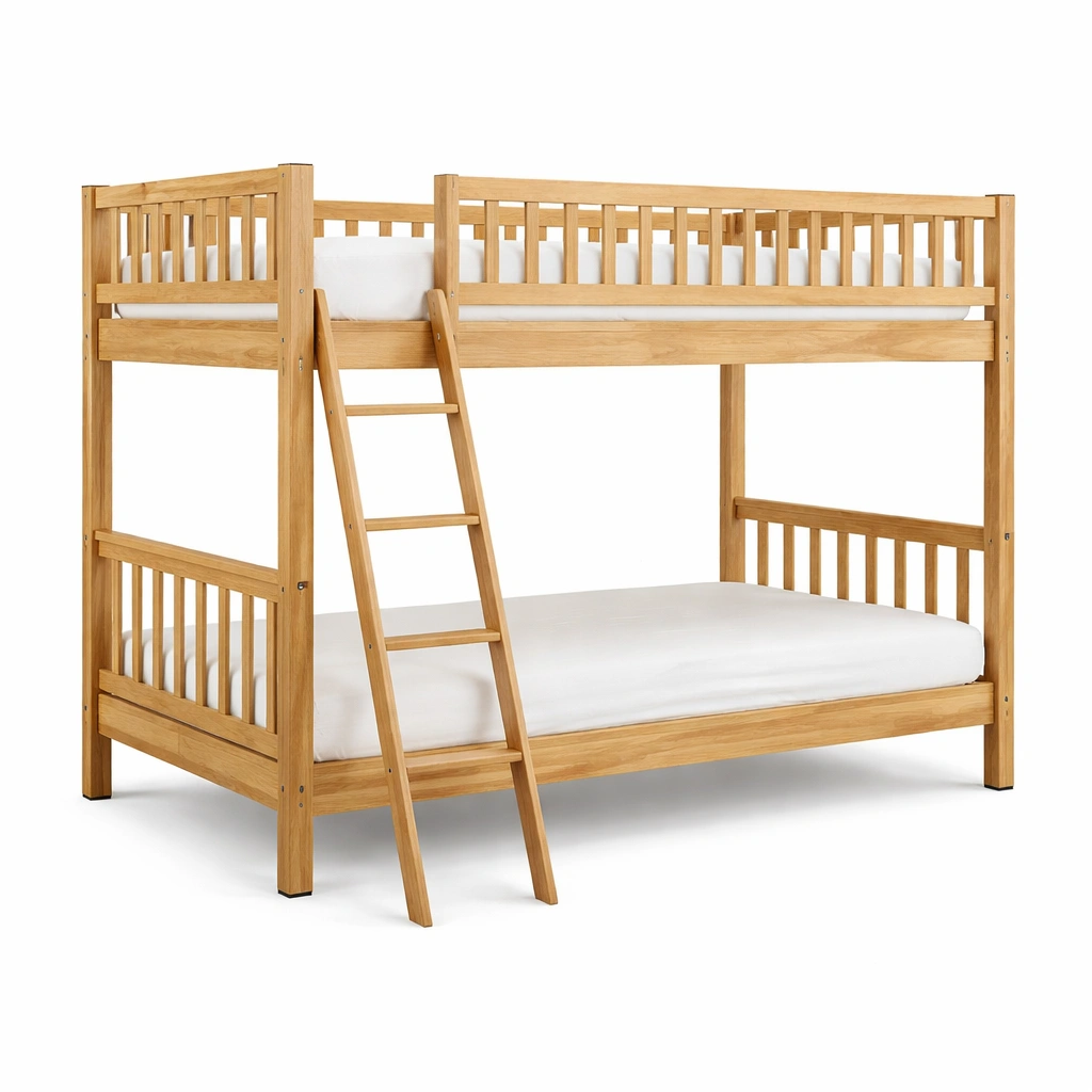 Litera de madera de pino con escalera integrada 198x98x150 cm-LIVLIVOZ