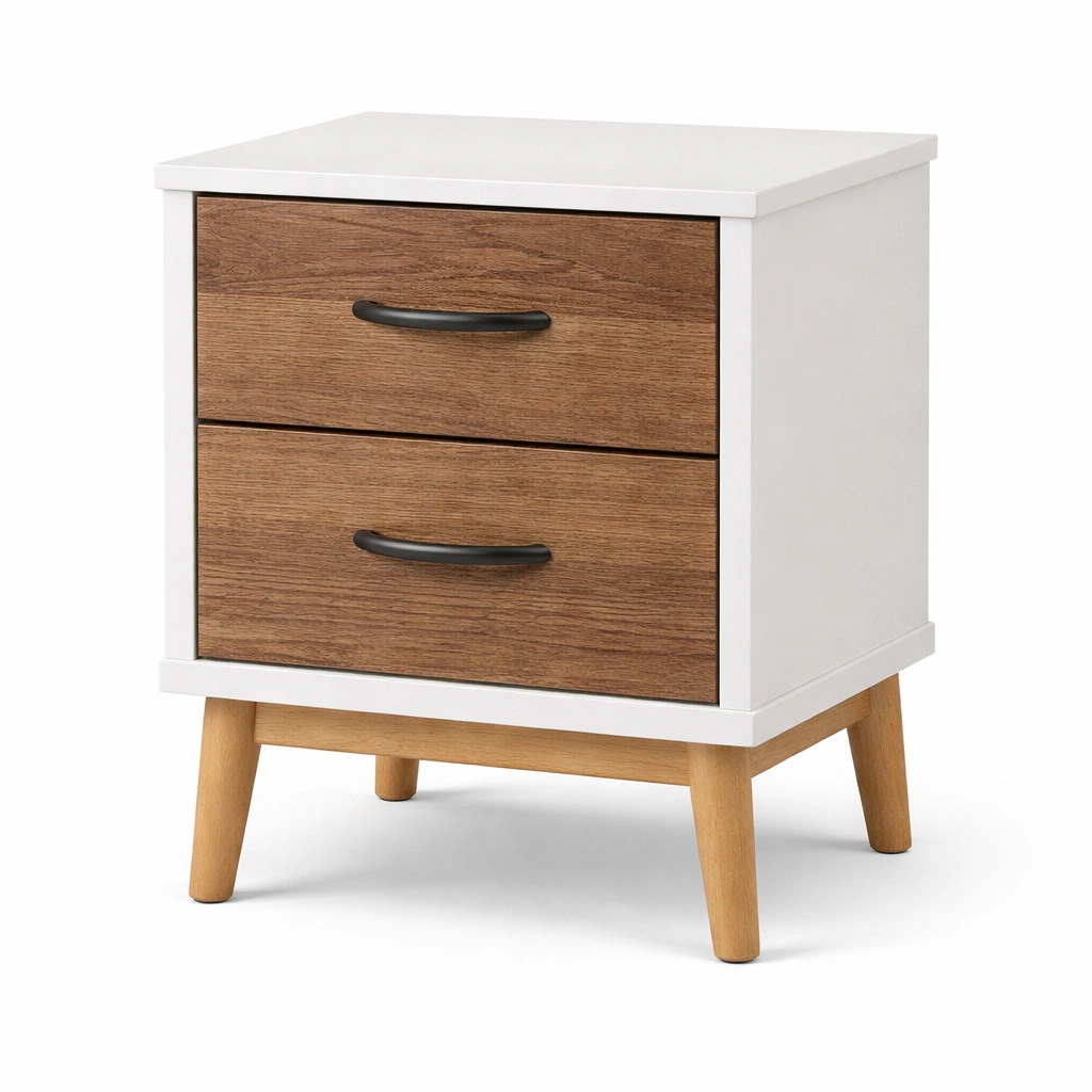 Mesita de noche de madera con 2 cajones 40x30x50 cm-LIVLIVOZ