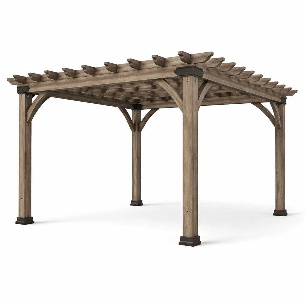Pérgola de madera de pino exterior 300x300x230 cm-LIVLIVOZ