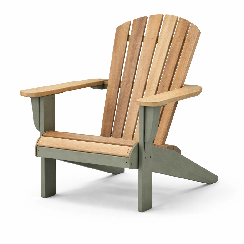 Silla Adirondack de madera maciza natural y verde-LIVLIVOZ