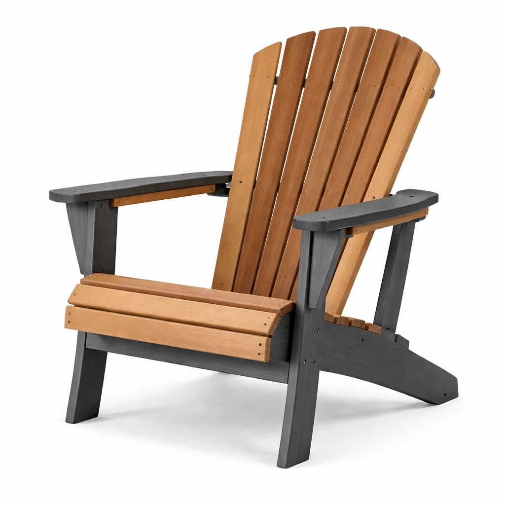 Silla Adirondack de madera y plástico marrón y gris-LIVLIVOZ