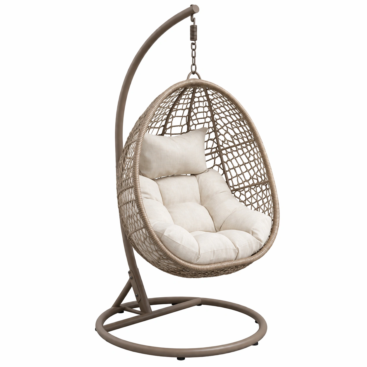 Silla colgante de ratán sintético con cojines y estructura de acero-LIVLIVOZ