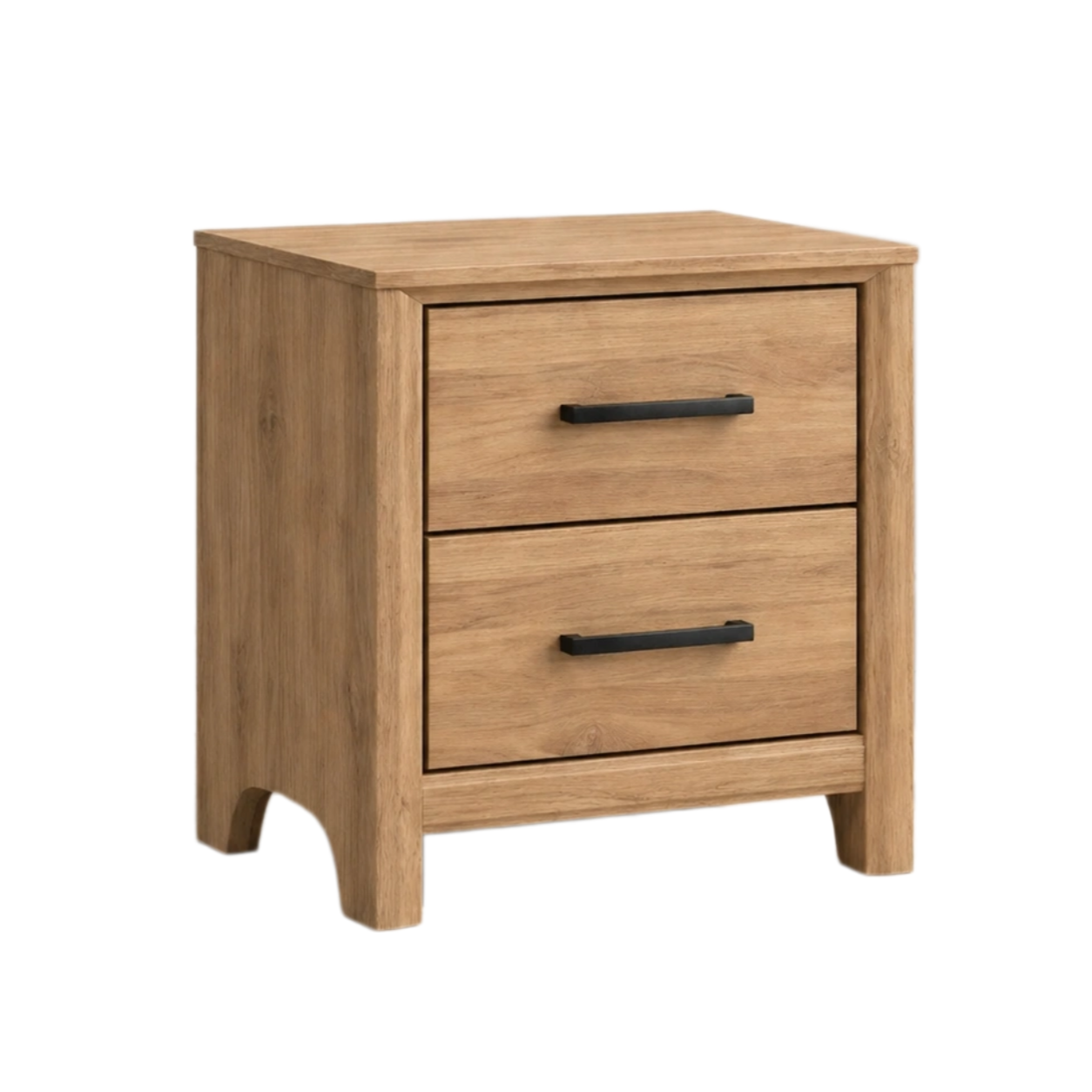 Mesita de noche de madera con 2 cajones color roble-ROOMZERAE