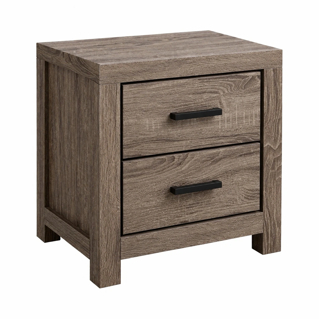 Mesita de noche de madera aglomerada con 2 cajones 60x45x40 cm-DECOPIRA