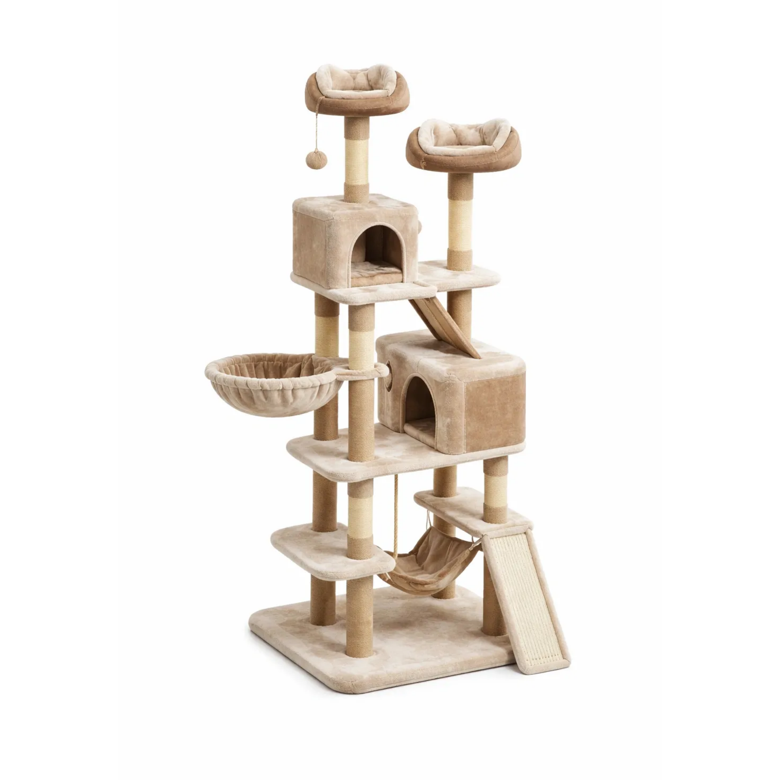 Árbol para gatos de felpa beige y sisal-FURNNETA