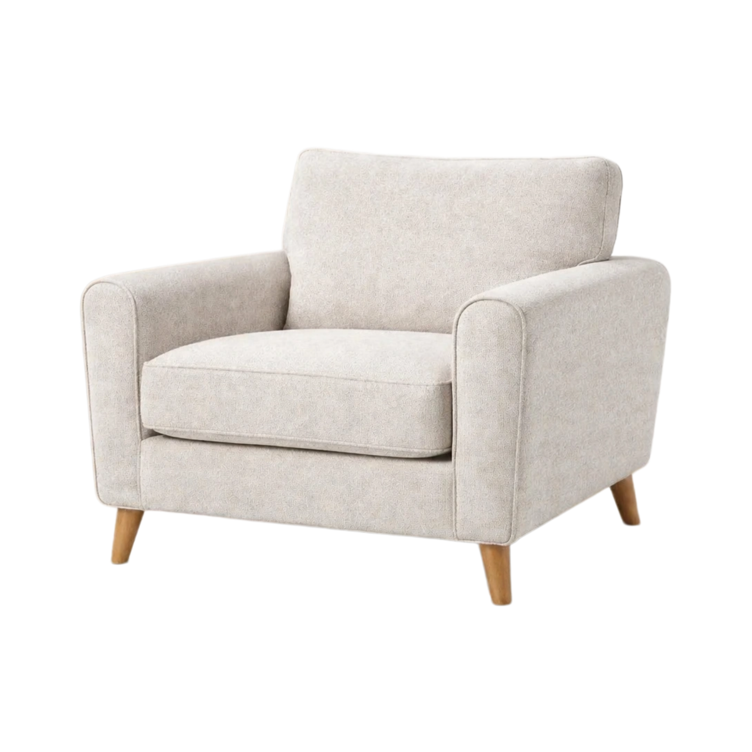 Sillón de tela beige claro con estructura de madera de haya-LIVTARO