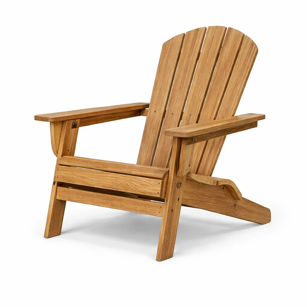 Silla Adirondack de madera de roble con brazos-FURNUNIA