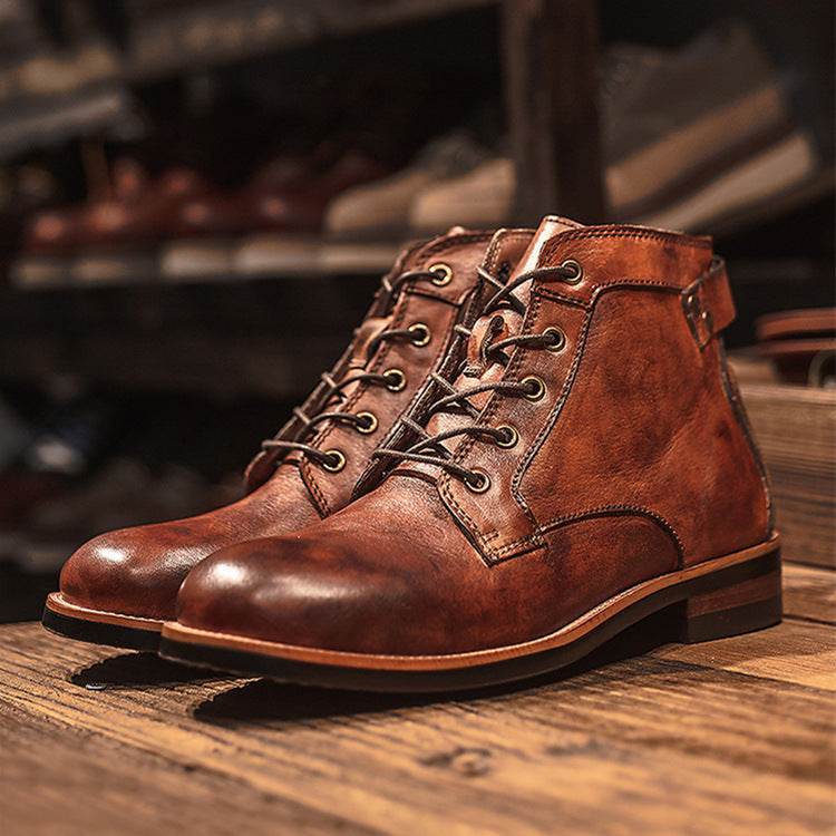 Khaki Leather Boots